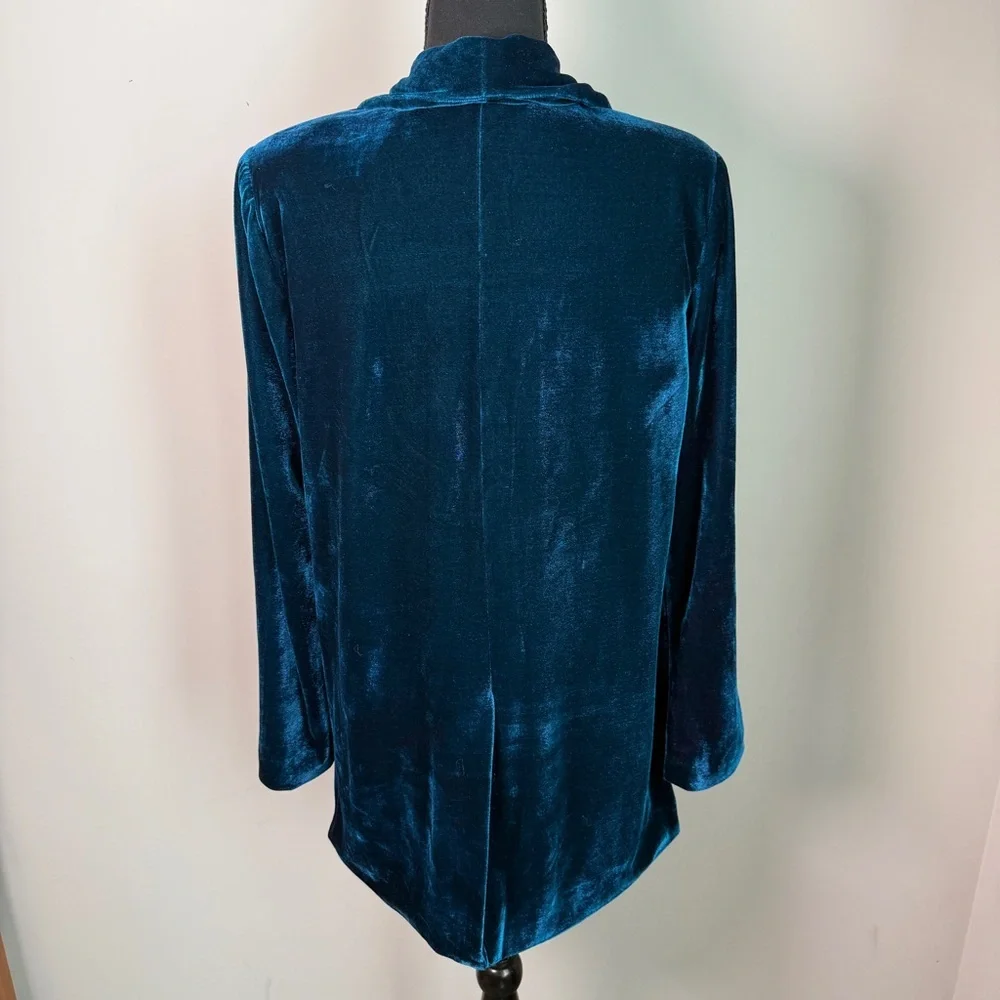 Anthropologie Endless Rose Teal Velvet Blazer Small | Quiet Luxury